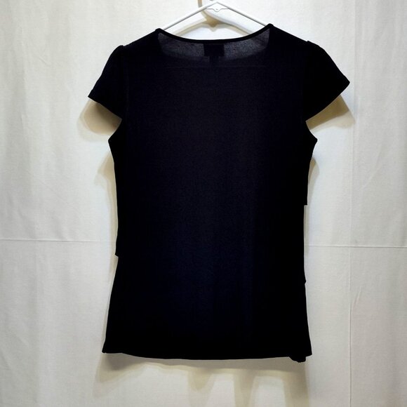 Worthington Stretch Small Ruffle Cap Sleeve Shear Airy Multi-Layer Stylish Top - Picture 2 of 6